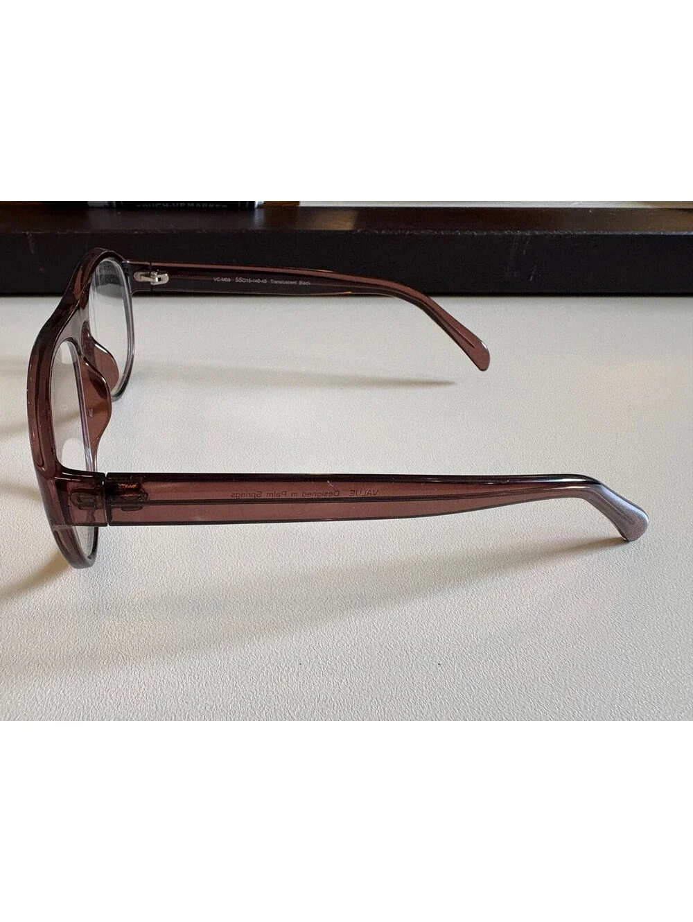 Vera Cruz VC-M08 Translucent Black Eyeglass Frames Only Palm Springs Aviator 55